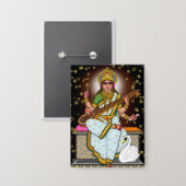 Badge Bouton Déesse Saraswati (Recto/Verso)