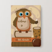 Badge Bouton d'épingle arrière-école de chouette rectang (Recto)