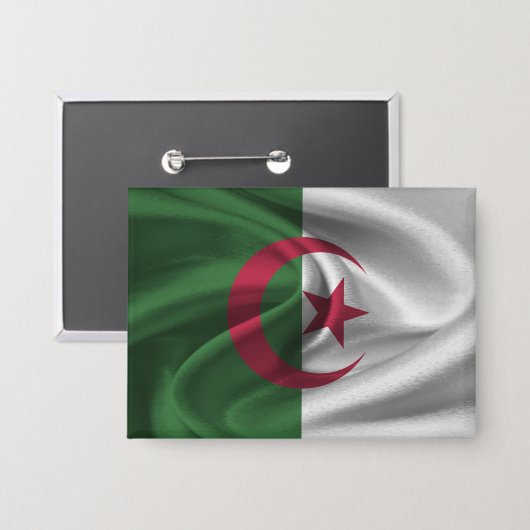 Badge Bouton Drapeau Algérie (Recto/Verso)