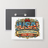 Badge Bouton du 250e anniversaire des États-Unis d'Améri (Recto/Verso)