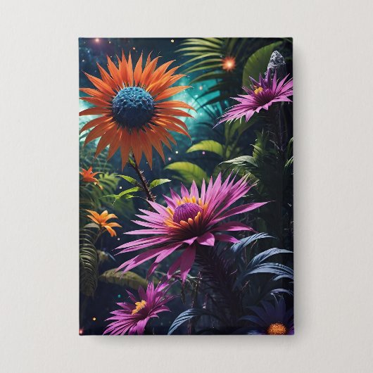 Badge Bouton Fleurs cosmiques (Recto)