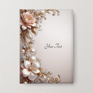 Badge Bouton Fleurs Roses et Blanches Douces