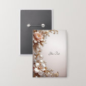 Badge Bouton Fleurs Roses et Blanches Douces (Recto/Verso)