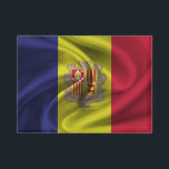 Badge Bouton Indicateur Andorre<br><div class="desc">Bouton avec le drapeau d'Andorre dans un style de tissu ondulé. Ce design présente les couleurs du drapeau andorran et un design avec un bel effet texturé matériau de tissage. Ce design de drapeau est une excellente façon de vous montrer fier d'être d'Andorre.</div>