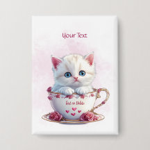 Bouton Kitten en Coupe Fleurs roses