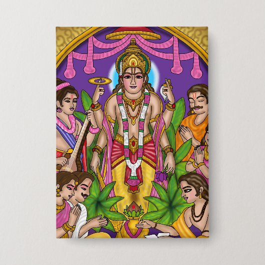 Badge Bouton Lord Vishnu Satyanarayan (Recto)