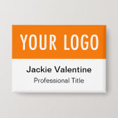 Badge Bouton orange Pinback Nom Balise Entreprise Logo B (Recto)