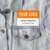 Badge Bouton orange Pinback Nom Balise Entreprise Logo B (Insitu)