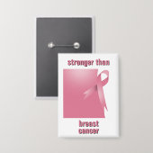 Badge Bouton Plus Fort Que Le Cancer Du Sein (Recto/Verso)