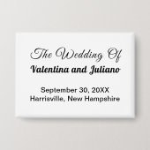 Badge Bouton Rectangle Mariage Noir et Blanc (Recto)