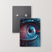 Badge Bouton rectangle oeil quantique (Recto/Verso)