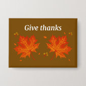 Badge Bouton Remerciements Fall Leaves - Automne Gratitu (Recto)