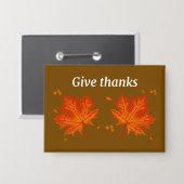 Badge Bouton Remerciements Fall Leaves - Automne Gratitu (Recto/Verso)