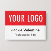Badge Bouton rouge Pinback Nom Balise personnalisée avec (Recto)