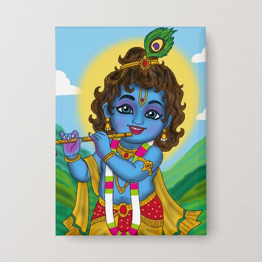 Badge Bouton Seigneur Krishna (Recto)