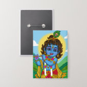 Badge Bouton Seigneur Krishna (Recto/Verso)