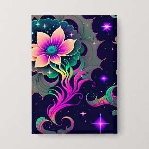 Badge Bouton Starry Night Lotus Flower