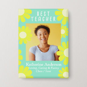 Badge Bouton Turquoise photo du meilleur enseignant de D