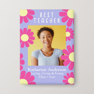 Badge Bouton violet photo du meilleur enseignant de Dais