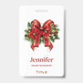 Badge Bow de Noël Festif Rouge et Or (Arrière)