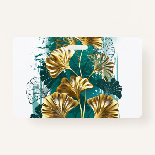 Badge Branche avec Feuilles d'or Ginko Biloba (Devant)