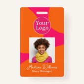 Badge Bright Bold Hot rose et orange avec photo (Devant)