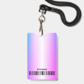 Badge Bright Pink Lila Ombre Logo Code à barres Code d'i (Arrière avec lanière)