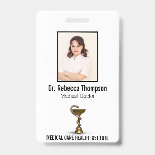 Badge Bronze Snake Bowl Hygieia Médicale Photo ID blanc