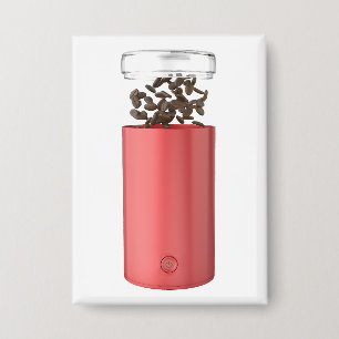 Badge Broyeur à café électrique rouge ouvert avec grains