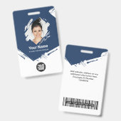 Badge Brush Stroke Employee Photo, Bar Code, Logo, Name (Avant & arrière)