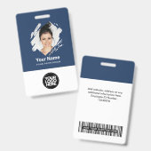 Badge Brush Stroke Employee Photo, Bar Code, Logo, Name (Avant & arrière)