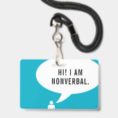 Badge Bulle de dialogue NON VERBAL (Avant avec lanière)