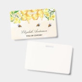 Badge Bumble abeilles miel jaune nom floral script (Front & Back)