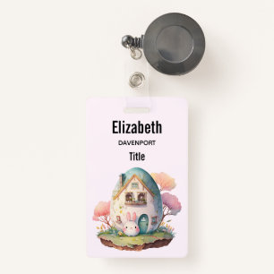 Badge Bunny Rose & Oeuf Formé Maison Kawaii Style