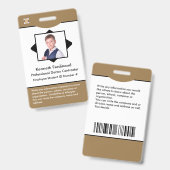 Badge Bureau Code à barres Logo Carte d'identité Personn (Avant & arrière)