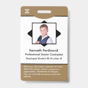 Badge Bureau Code à barres Logo Carte d'identité Personn