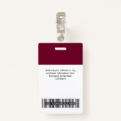 Badge Burgundy Nom de l'employé Logo d'entreprise Étique (Dos avec clip)