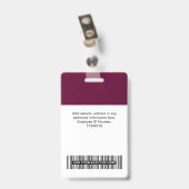 Badge Burgundy Nom de l'employé Photo Étiquette du perso (Dos avec clip)