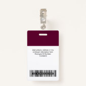 Badge Burgundy Nom de l'employé Photo Étiquette du perso (Dos avec clip)