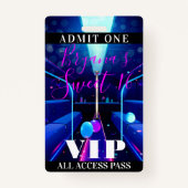 Badge Bus de fête Blacklight Dance Sweet 16 VIP Pass (Dos)