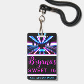 Badge Bus de fête lumières de danse sol VIP Pass (Arrière avec lanière)