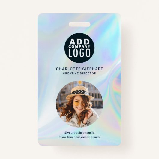 Badge Business Logo and QR Code Employees Photo ID (Devant)