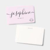 Badge Business logo Custom script name pink staff (Avant & arrière)