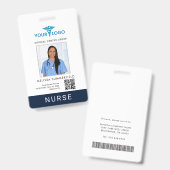 Badge Business Logo QR Code Registered Nurse Photo ID (Avant & arrière)