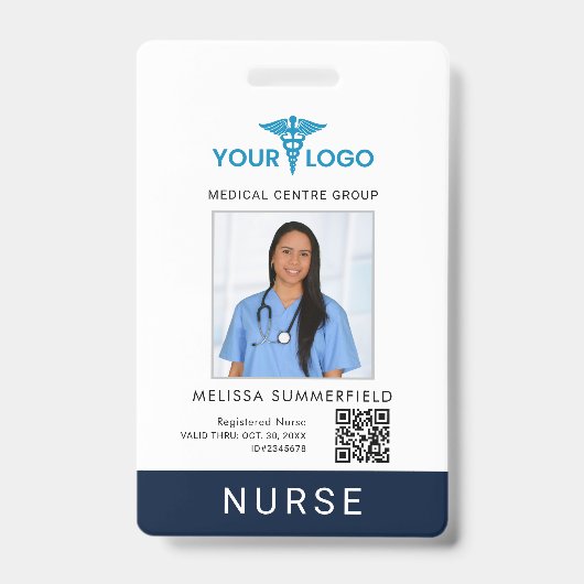 Badge Business Logo QR Code Registered Nurse Photo ID (Avant)