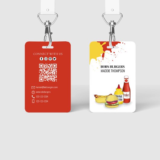 Badge Business QR Code Hamburger Hotdog