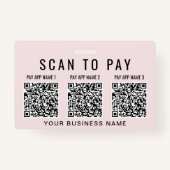 Badge Business Scan to Pay 3 QR Codes Pink (Devant)