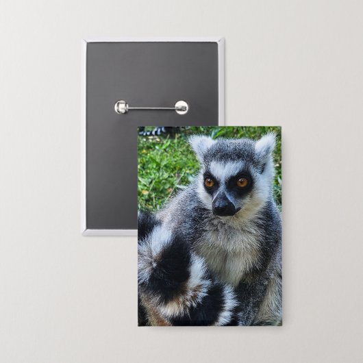 Badge Button avec Ringstaartmaki - Imprimante animale un (Recto/Verso)