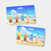 Badge Cabanes de plage minuscules et mignonnes Thunder_C (Avant & arrière)