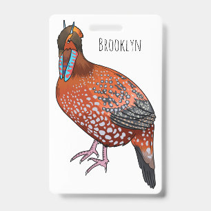 Badge Cabot's tragopan bird cartoon illustration 